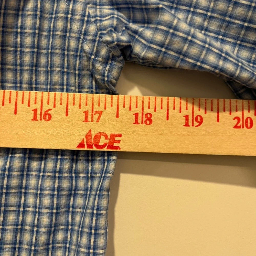 Ralph Lauren Boys Blue White Plaid Short Sleeve Button Down Shirt Size M 12-14